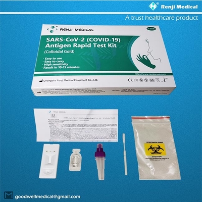Renji   COVID 19 zwabber van Kit Nasal van de Antigeen Snelle Test (Colloïdaal Goud) 10 - 15Min