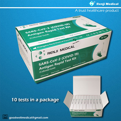 Renji   COVID 19 zwabber van Kit Nasal van de Antigeen Snelle Test (Colloïdaal Goud) 10 - 15Min